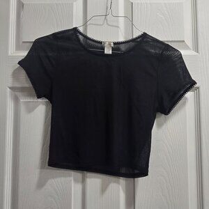 Bozzolo Blouse Cropped Womens Large Sheer Whimsygoth Dark Fairy Witchy Goth